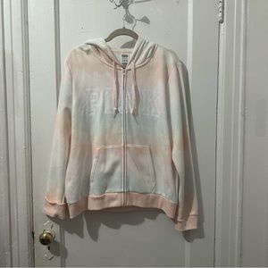 Pink Victoria’s Secret Tie Dye Everyday Perfect Full Zip Hoodie and Shorts Set